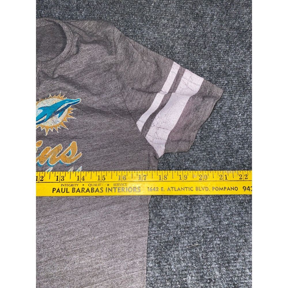 NFL Miami Dolphins Shirt Majestic Football Mens L Gray Short Sleeve Split V Neck - Picture 6 of 6
